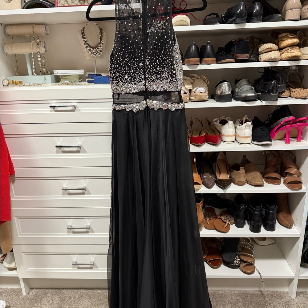JVN by Jovani black with crystal rhinestones